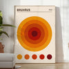 Bauhaus poster showing orange circle with red and gray geometric design