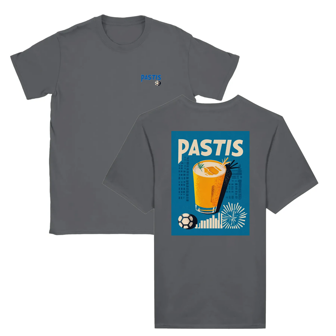 T-shirt med en grafik av en Pastis-cocktail och texten Marseille