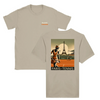 T-shirt featuring a graphic print of tennis elements and the Eiffel Tower