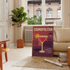 Stylized Cosmopolitan cocktail glass with orange and brown hues