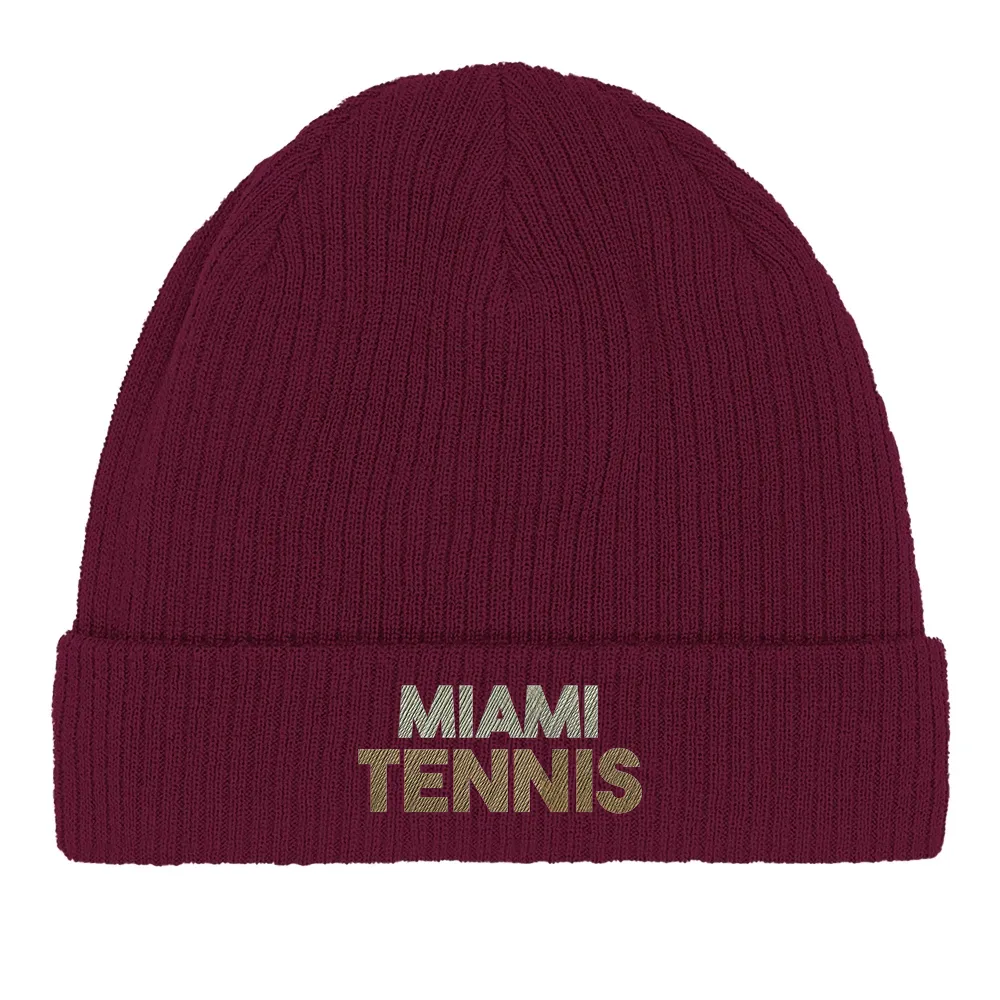 Embroidered beanie with Miami Tennis 2 logo design