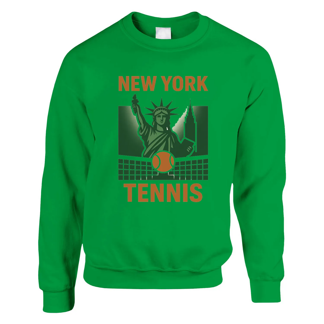Casual sweater featuring a graphic print of 'New York Tennis' text