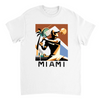 T-shirt featuring a tennis player in action against a Miami skyline