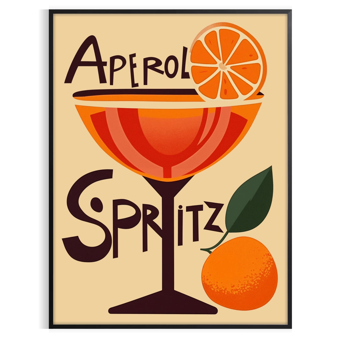 Aperol cocktail poster with bold orange and red graphic illustration