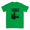 T-shirt featuring a graphic of San Francisco's iconic skyline with tennis elements