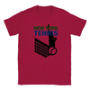 T-shirt featuring a graphic of tennis rackets and a ball with New York text