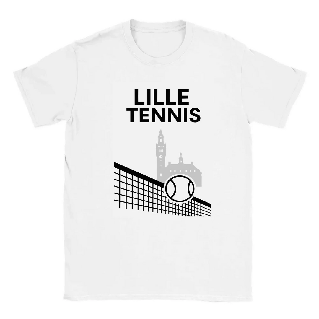 T-shirt featuring a graphic of a tennis player in action