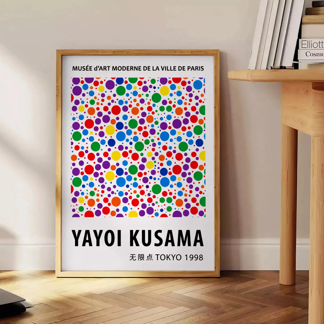 Design astratto a pois rossi e gialli di Yayoi Kusama