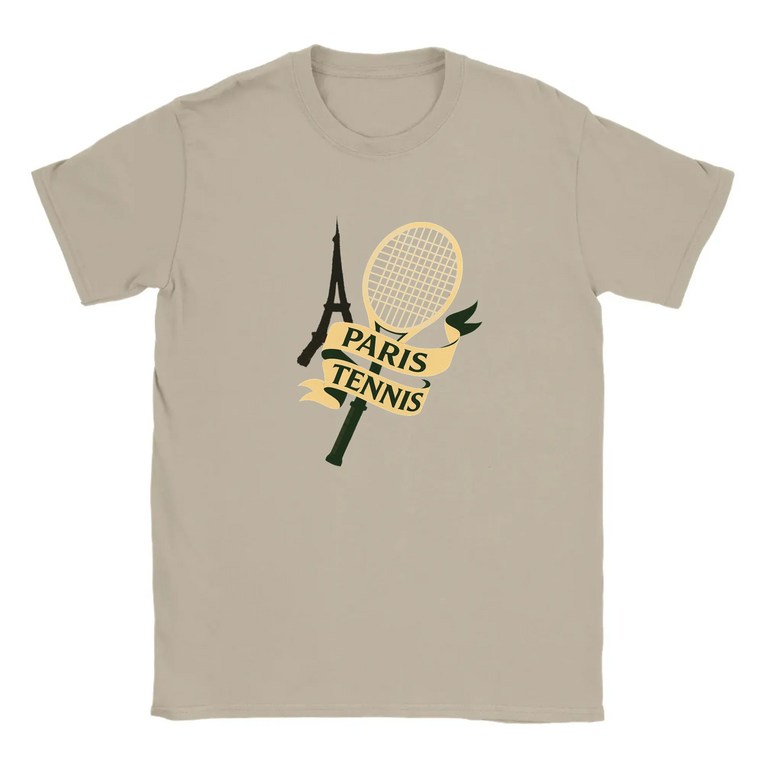 T-shirt featuring a graphic of tennis players in Paris