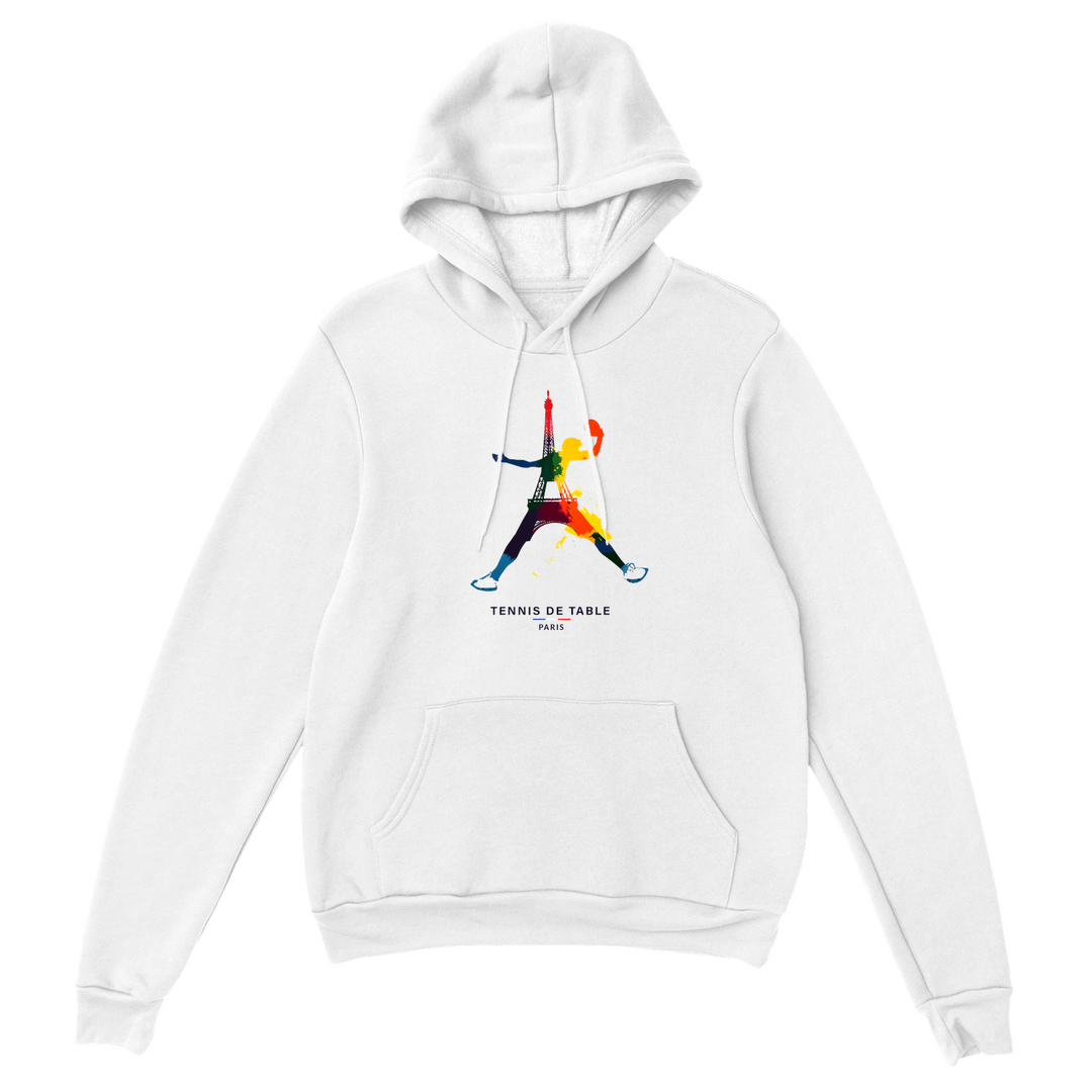 Hoodie featuring a graphic print of a tennis table in Paris