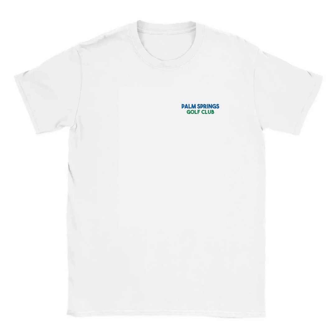 T-shirt featuring an embroidered design of Palm Springs Golf 2