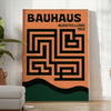 Bauhaus labyrinth poster with geometric maze design in green and gray