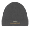 Embroidered beanie featuring a Tennis Normandie design in a soft, casual style