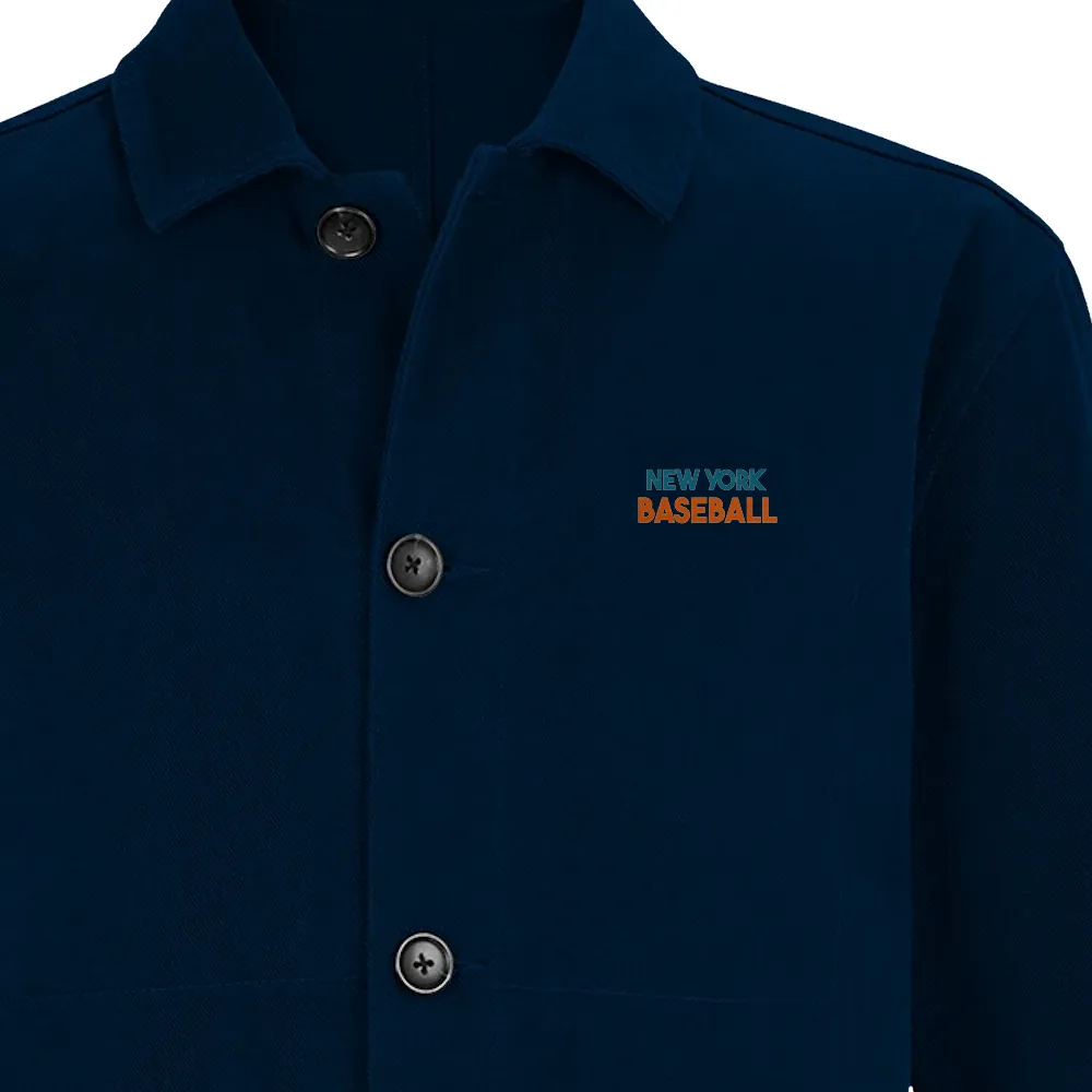 Embroidered jacket featuring a vintage New York baseball logo