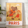 A playful elephant child playing rugby in an Art Deco style with soft vintage colors