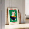 Affiche unique Neko Kitchen 2 fusion parfaite design bleu blanc fortune style cuisine symbolique décor disponible A4 cm A0