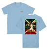 T-shirt featuring a graphic of tennis rackets and a ball with Paris skyline