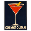 Colorful illustration of a Cosmopolitan cocktail with orange and gray splashes