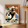 White and green Miami tennis poster, minimalist retro artwork style