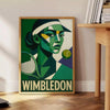 グレー と 緑 の キュビスム 風 Wimbledon ポスター 抽象 的 ラケット シルエット