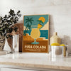 Pina Colada cocktail poster with gray and orange minimalist tropical illustration