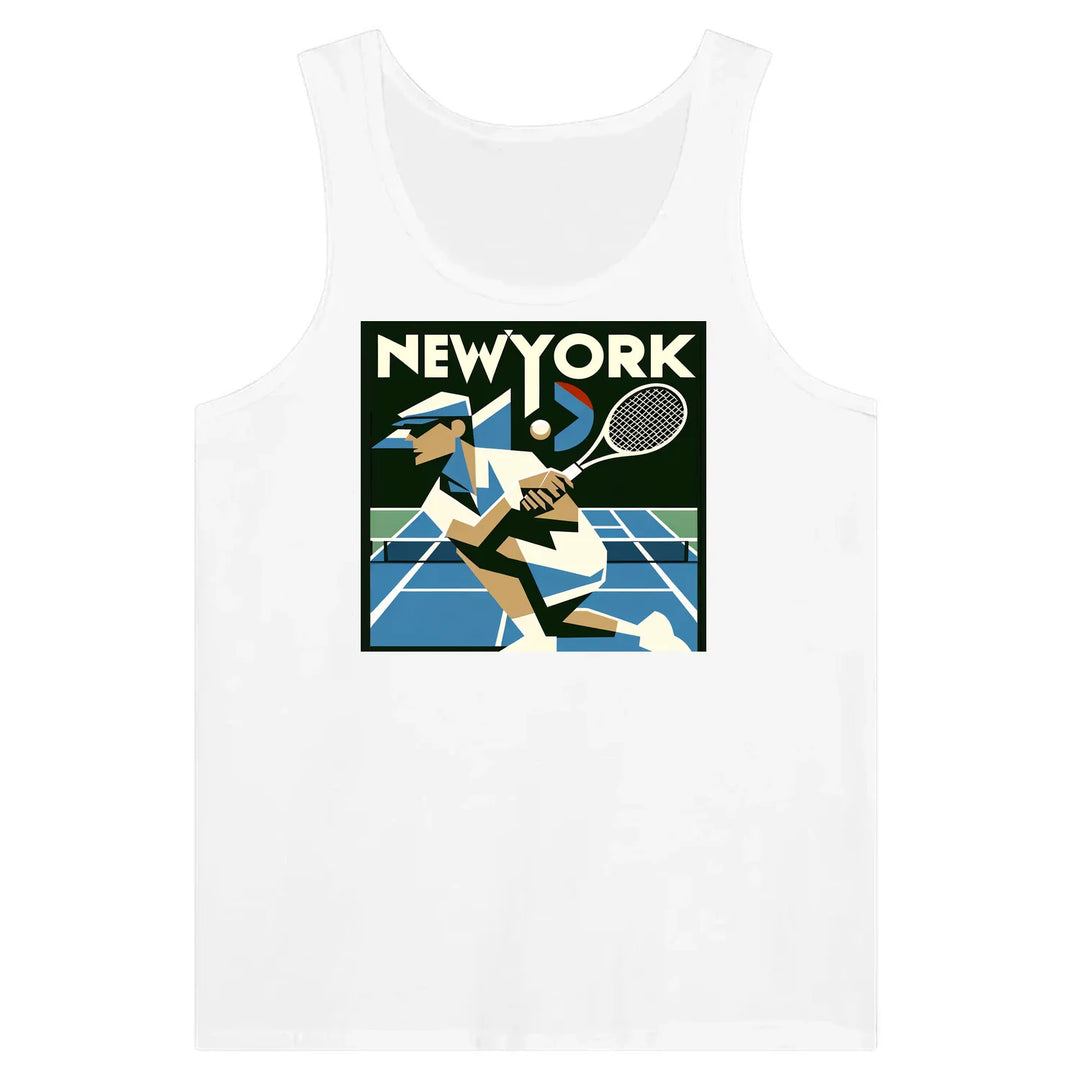 Sleeveless tank featuring a graphic print of New York Tennis