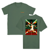 T-shirt featuring a graphic of tennis rackets and a ball with Paris skyline