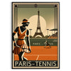 Black and brown Paris tennis art poster with elegant minimalist illustration