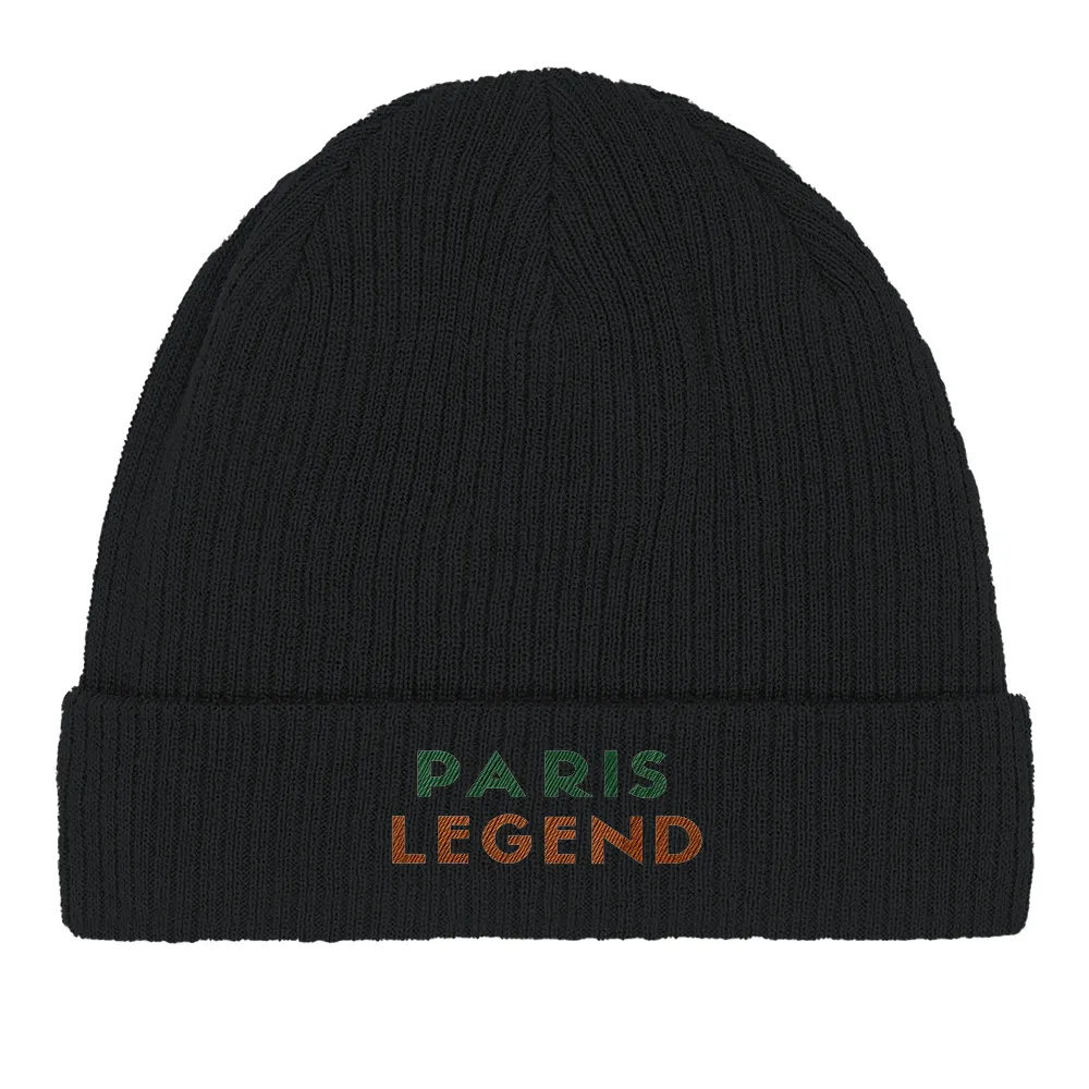 Embroidered beanie featuring a tennis design inspired by Paris.