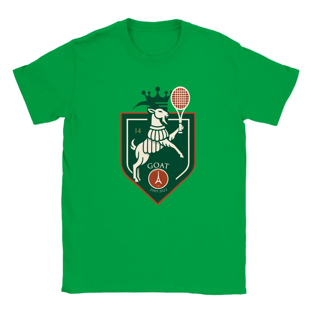 T-shirt featuring a graphic of Rafael Nadal in action at the Paris tennis tournament