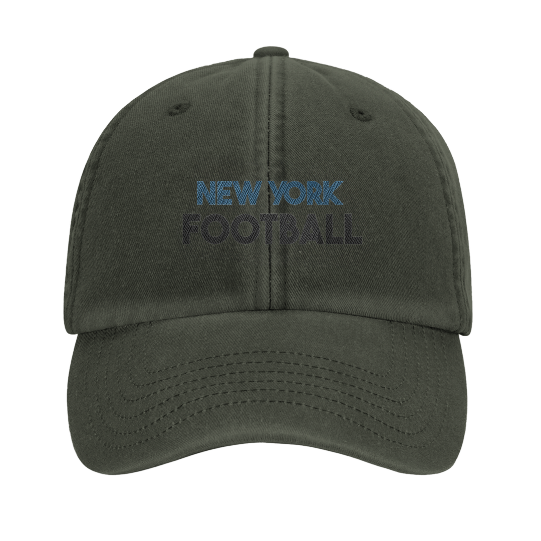 Embroidered cap featuring a vintage New York football logo