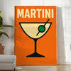 Czarny i pomarańczowy plakat martini, minimalistyczna grafika koktajlu na ścianę