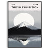 Mount Fuji poster in serene minimalist gray and blue landscape artwork