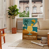 Pina Colada cocktail poster with gray and orange minimalist tropical illustration