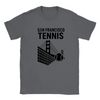 T-shirt featuring a graphic of San Francisco's iconic skyline with tennis elements