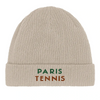 Embroidered beanie featuring a Paris Tennis 1 design in a playful style