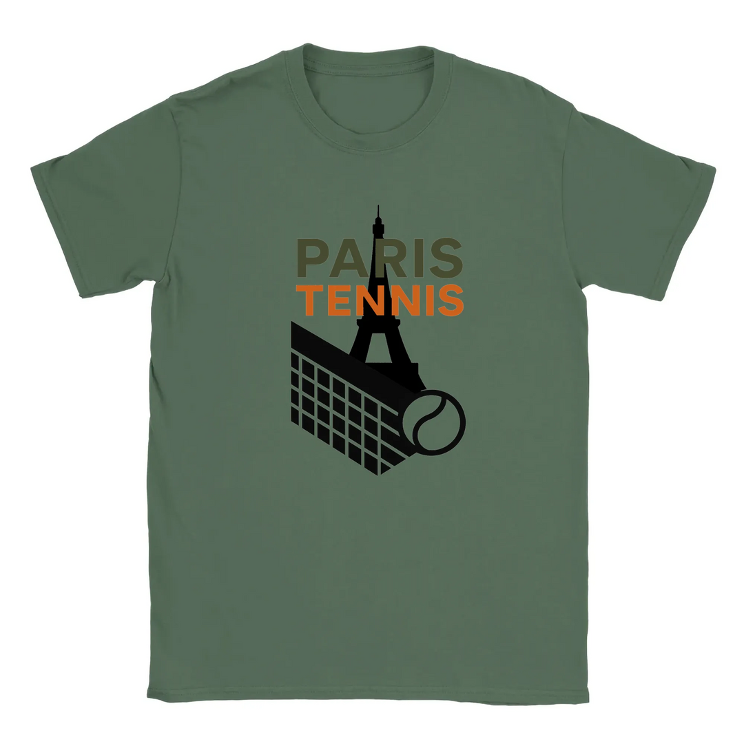 T-shirt featuring a graphic of a tennis player in Paris