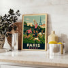 Vintage Art Deco poster of rugby scene in Paris, decorative print