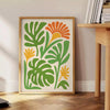 Green and gray boho botanical poster with vintage plant illustration