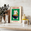 Affiche unique Neko Kitchen 2 fusion parfaite design bleu blanc fortune style cuisine symbolique décor disponible A4 cm A0