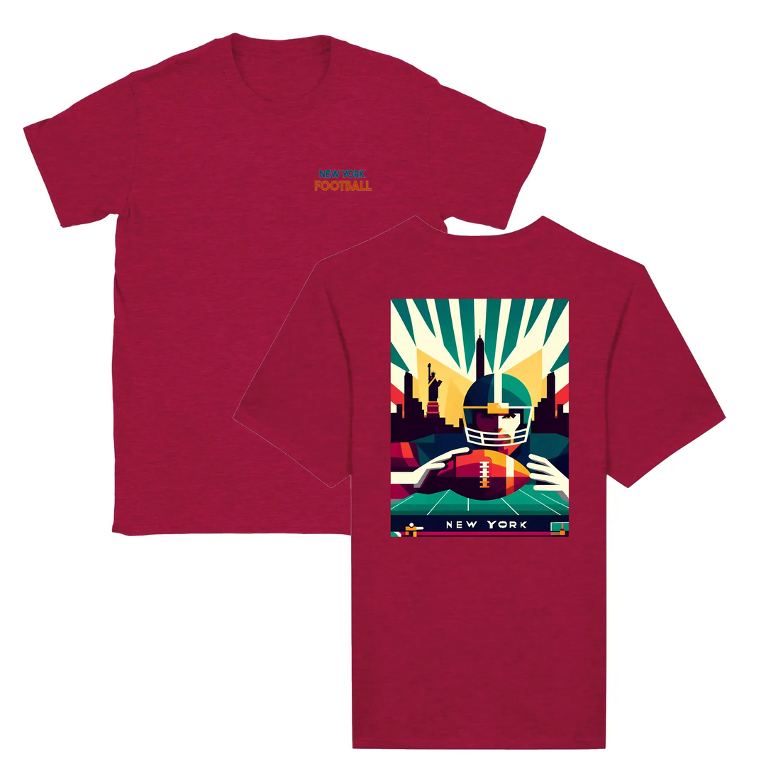 T-shirt featuring a graphic of New York football team logo