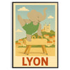 Gray and green kid poster featuring whimsical elephant doing gymnastics