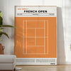 Minimalist black and white illustration of tennis at Roland Garros