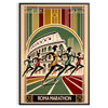 Poster showing stylized Rome marathon runners in brown and black tones