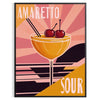 Illustration of an Amaretto Sour cocktail with orange and red hues