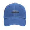 Embroidered cap featuring a vintage tennis champagne design
