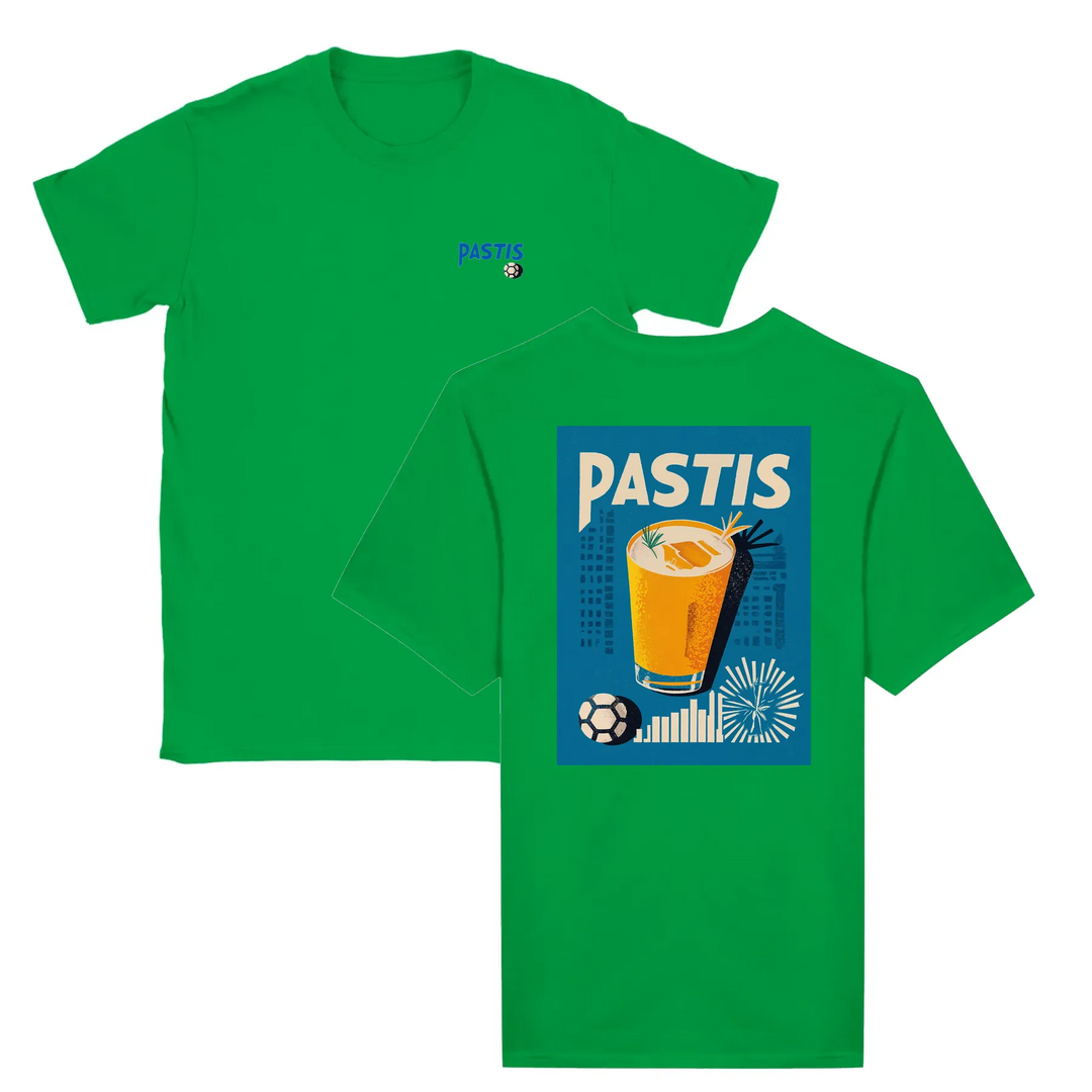 T-shirt med en grafik av en Pastis-cocktail och texten Marseille
