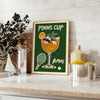 Illustration of a Pimm's Cup cocktail with Wimbledon elements, featuring orange and green hues