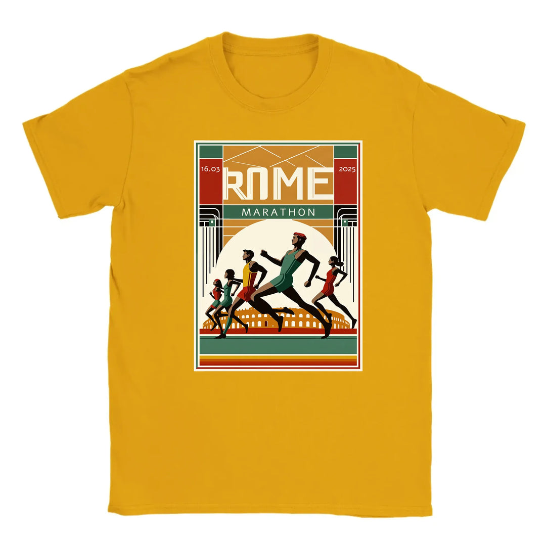 T-shirt featuring a graphic of the Rome Marathon 3 logo