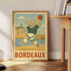 Playful kids handball elephant illustration poster in bordeaux, gray and green